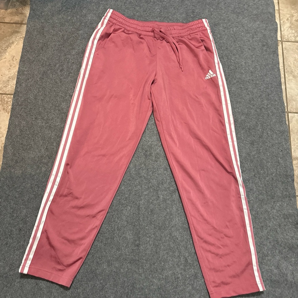 Adidas Pink Elastic Drawstring Waist Joggers Pants Women’s Size Large